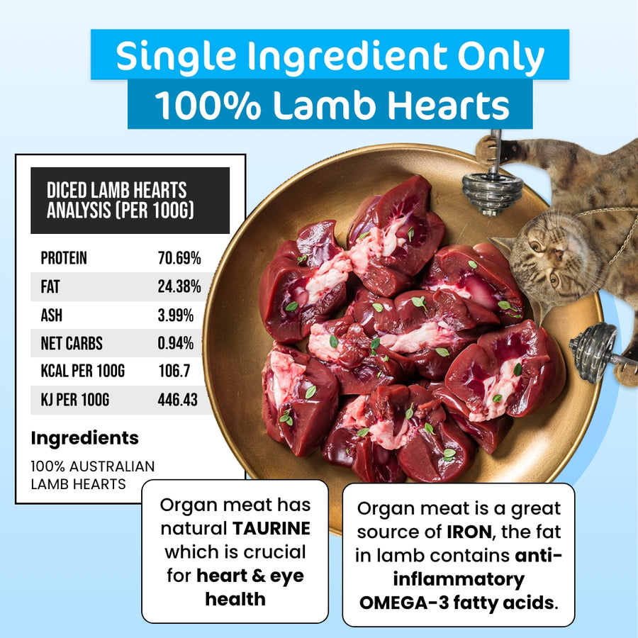 The Paw Grocer Freeze Dried Diced Lamb Hearts for Cats