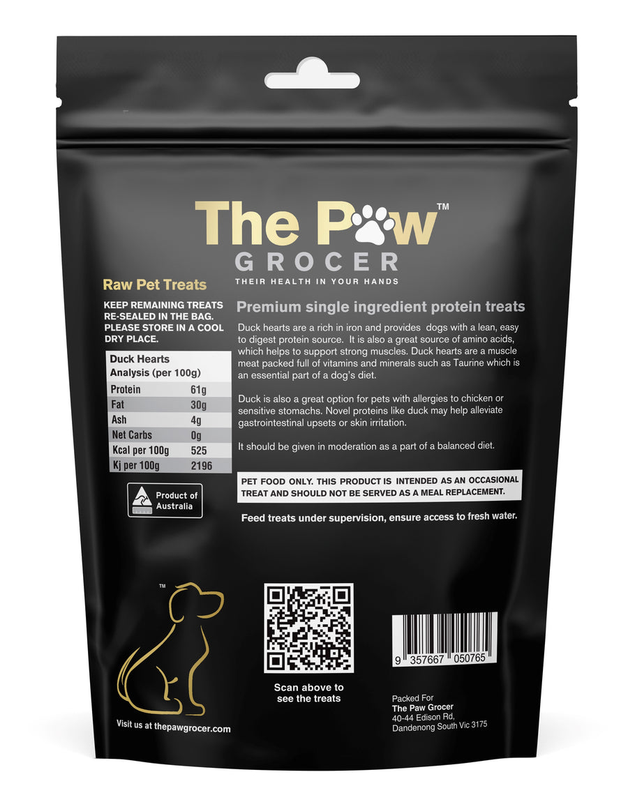 The Paw Grocer Black Label Responsibly Sourced Duck Hearts