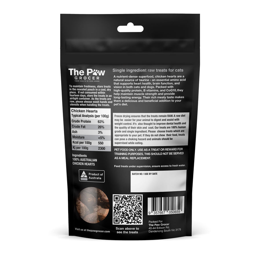 Premium Freeze-Dried Chicken Hearts for Cats - 50g