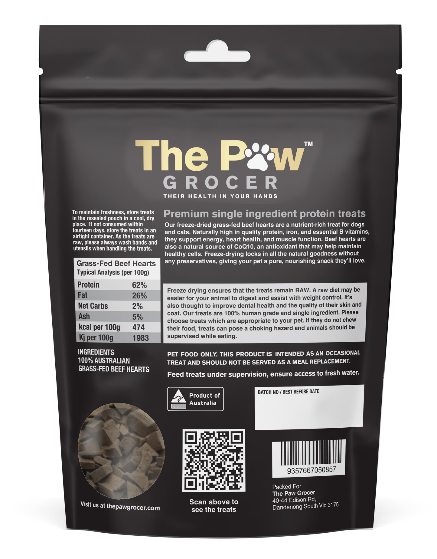 Freeze-Dried Grass-Fed Beef Hearts