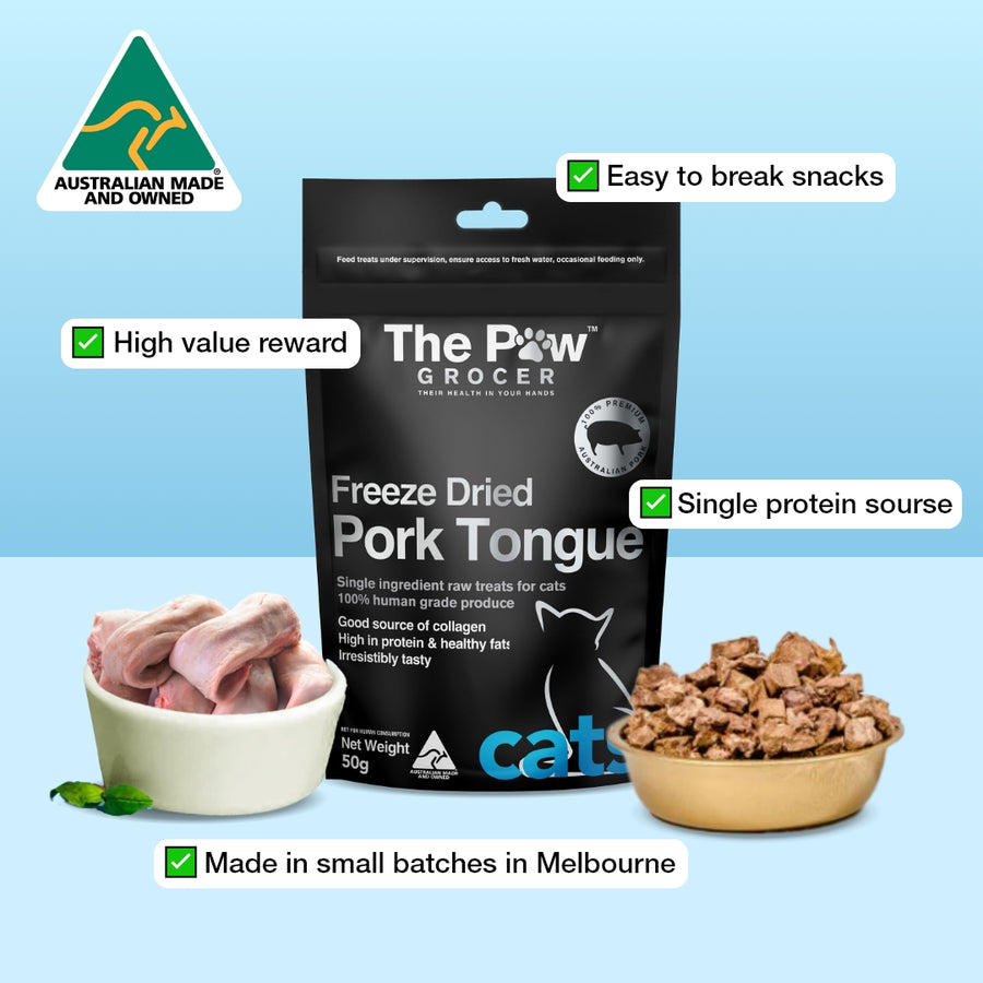 Premium Freeze-Dried Pork Tongue for Cats - 50g