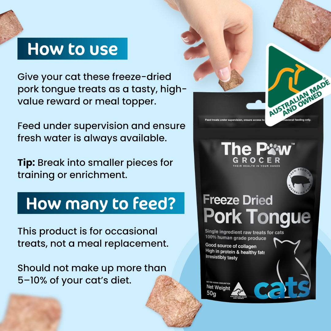 Premium Freeze-Dried Pork Tongue for Cats - 50g