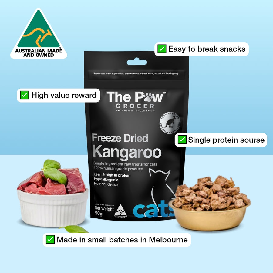 Premium Freeze-Dried Kangaroo for Cats - 50g