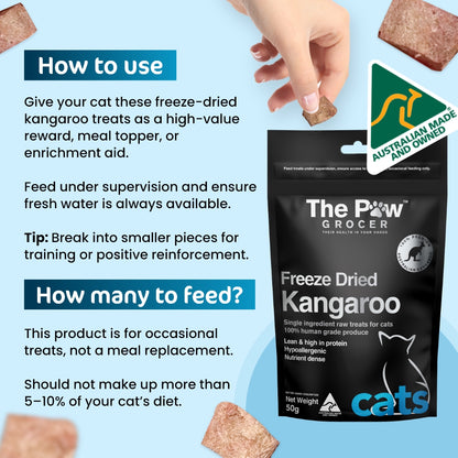 Premium Freeze-Dried Kangaroo for Cats - 50g